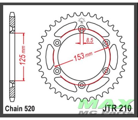 JT Bagkædehjul - JTR210.45SC  STEEL