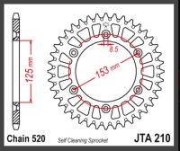 JT Bagkædehjul - JTA210.48  ALU SIDE-CUT