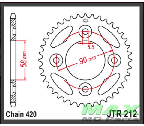 JT Bagkædehjul - JTR212.35 ANF125 INOVA