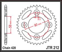 JT Bagkædehjul - JTR212.35 ANF125 INOVA