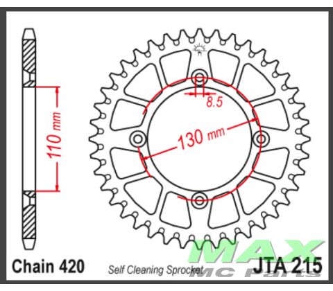 JT Bagkædehjul - JTA215.50  ALU