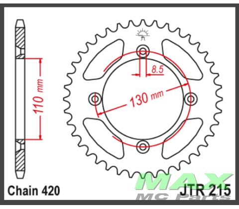 JT Bagkædehjul - JTR215.55 STEEL CRF150F