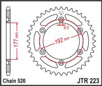 JT Bagkædehjul - JTR223.48  STEEL