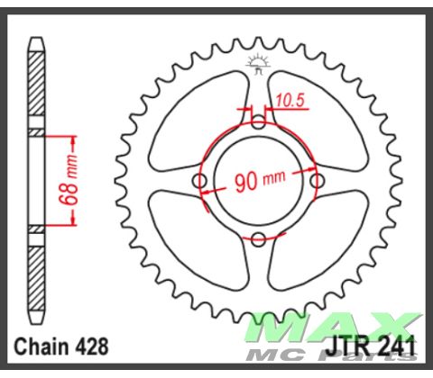 JT Bagkædehjul - JTR241.53 MTX80 MTX125