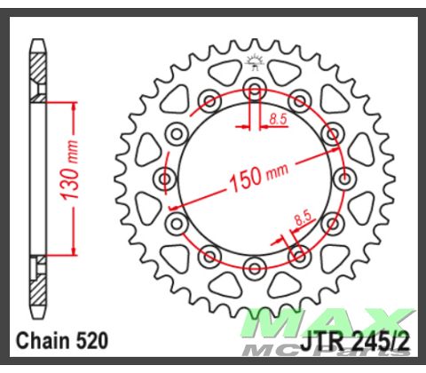 JT Bagkædehjul - JTR245/2.39 XL500S 79-