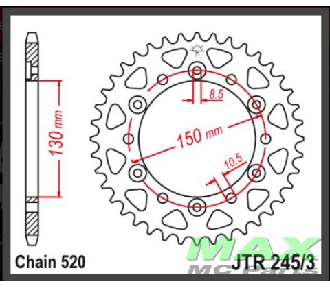 JT Bagkædehjul - JTR245/3.43 HONDA