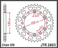 JT Bagkædehjul - JTR245/3.46*USE:305/46T