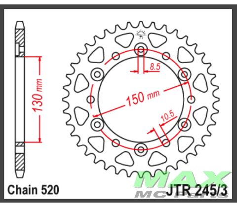 JT Bagkædehjul - JTR245/3.46*USE:305/46T