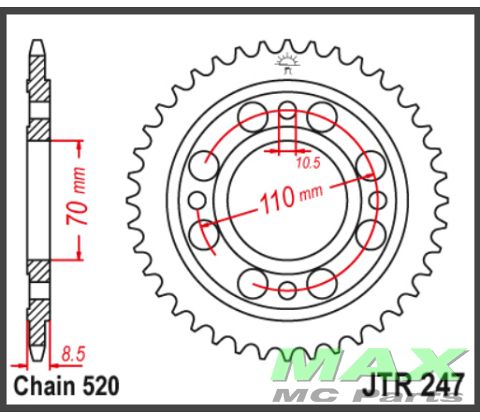 JT Bagkædehjul - JTR247.36 CB400 CM400