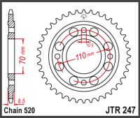 JT Bagkædehjul - JTR247.36 CB400 CM400