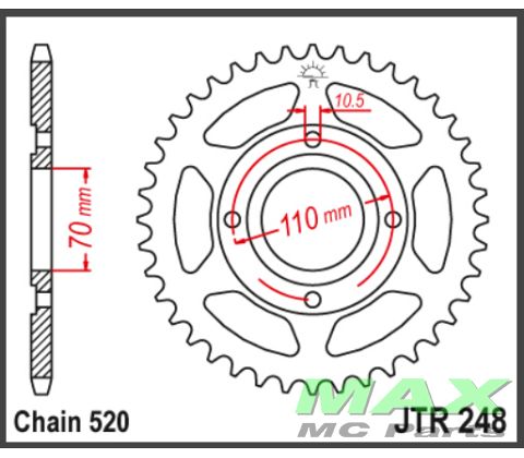JT Bagkædehjul - JTR248.44 HONDA CB250RS