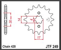 JT Forkædehjul - JTF249.14 KLX110 02-09