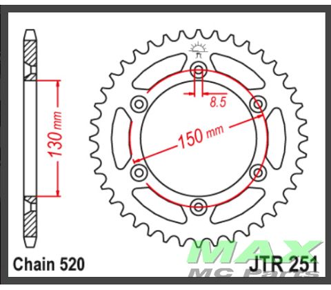 JT Bagkædehjul - JTA251.50 ALU YAMAHA