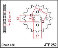 JT Fortandhjul - JTF252.12 HONDA CD50 CB