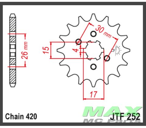 JT Fortandhjul - JTF252.14 HONDA CRF80