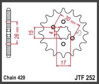 JT Fortandhjul - JTF252.14 HONDA CRF80