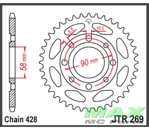 JT Bagkædehjul - JTR269.41 269/41T