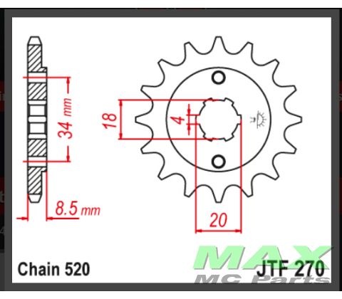 JT Fortandhjul - JTF270.14 CMX250 REBEL