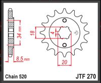JT Fortandhjul - JTF270.14 CMX250 REBEL