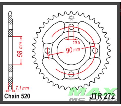 JT Bagkædehjul - JTR272.31 CB250N 92-02