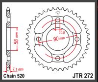 JT Bagkædehjul - JTR272.31 CB250N 92-02