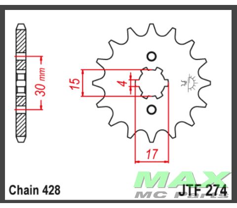 JT Fortandhjul - JTF274.14 HONDA CRF100 
