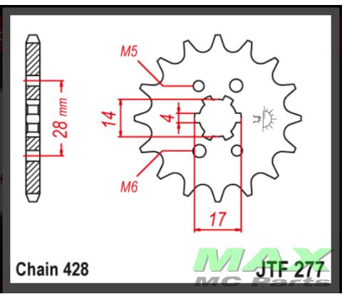 JT Forkædehjul - JTF277.13 -CRF125 14-22