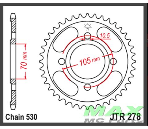 JT Bagkædehjul - JTR278.38 CB350F CB400F