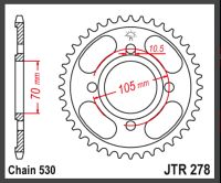 JT Bagkædehjul - JTR278.38 CB350F CB400F
