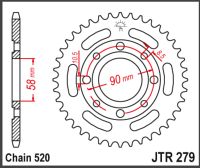 JT Bagkædehjul - JTR279.33 CB250 CBX250
