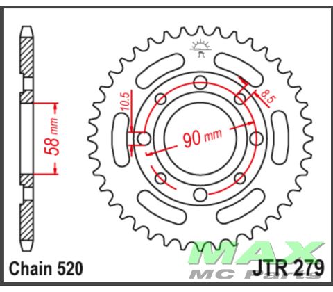 JT Bagkædehjul - JTR279.33 CB250 CBX250