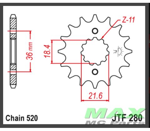 JT Fortandhjul - JTF280.13