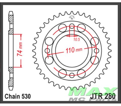 JT Bagkædehjul - JTR280.33 CB500T 75-77