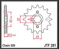 JT Fortandhjul - JTF281.14 XL500S CB250R
