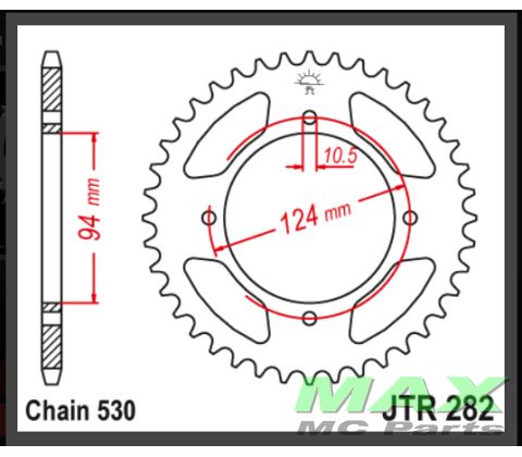JT Bagkædehjul - JTR282.34 CB500F 72-78