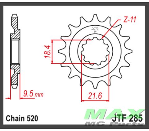 JT Forkædehjul - JTF285.14 CR250 CR500 