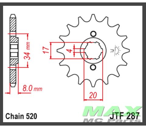 JT Fortandhjul - JTF287.13 CRF250R 09-10