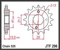 JT Fortandhjul - JTF296.15 XL600 XL700