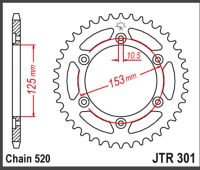 JT Bagkædehjul - JTR301.39 CRF250 13-15