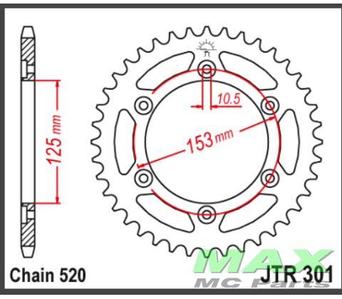 JT Bagkædehjul - JTR301.39 CRF250 13-15