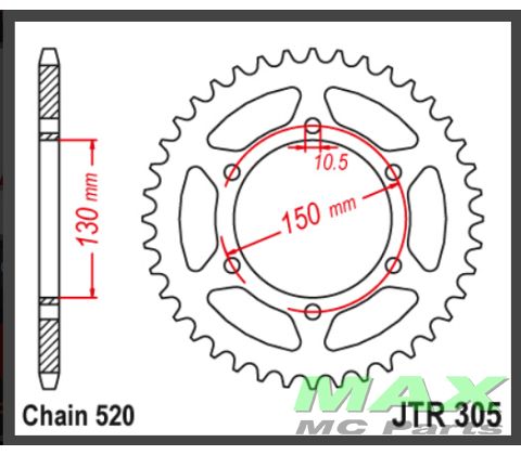 JT Bagkædehjul - JTR305.46 YAMAHA XJ6
