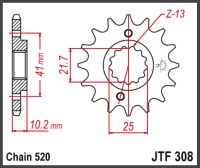 JT Fortandhjul - JTF308.14 FMX650