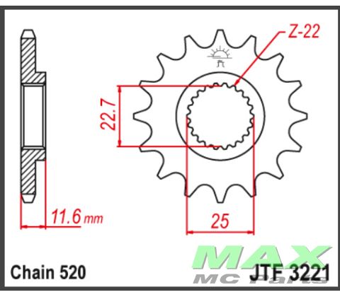 JT Forkædehjul - JTF3221.11 POLARIS ATV