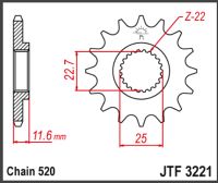 JT Forkædehjul - JTF3221.11 POLARIS ATV