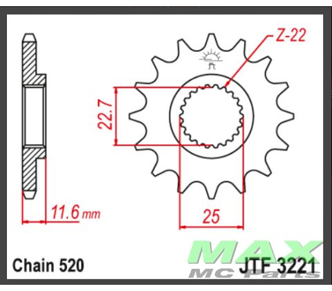 JT Forkædehjul - JTF3221.12 POLARIS ATV