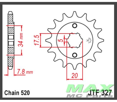 JT Fortandhjul - JTF327.15 CRM125 50 MX