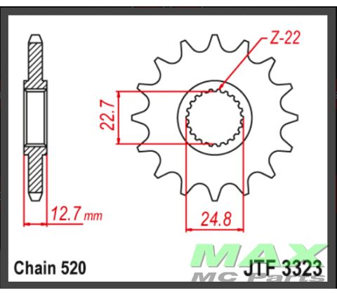 JT Forkædehjul - JTF3323.24 POLARIS ATV