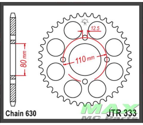 JT Bagkædehjul - JTR333.41 CB750 K7, F2
