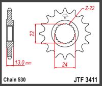JT Forkædehjul - JTF3411.16 BOMBARDIER 