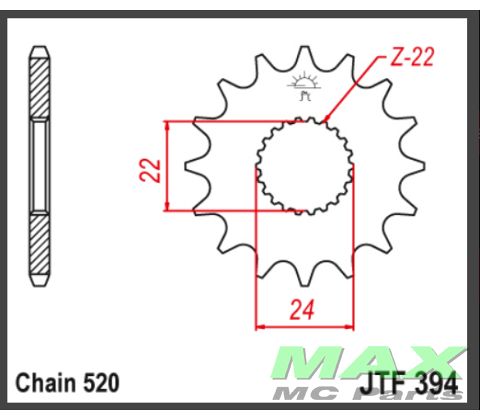 JT Fortandhjul - JTF394.15 APRILIA 125 R